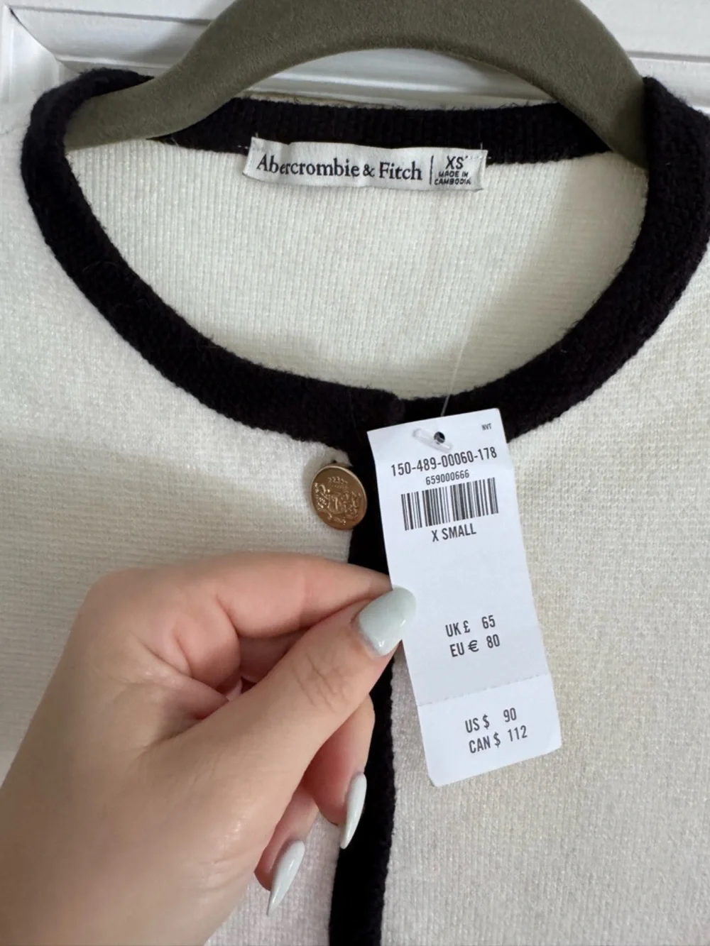 Abercrombie & Fitch LuxeLoft Crew Sweater Jacket, Size extra Small XS - Picture 4 of 8